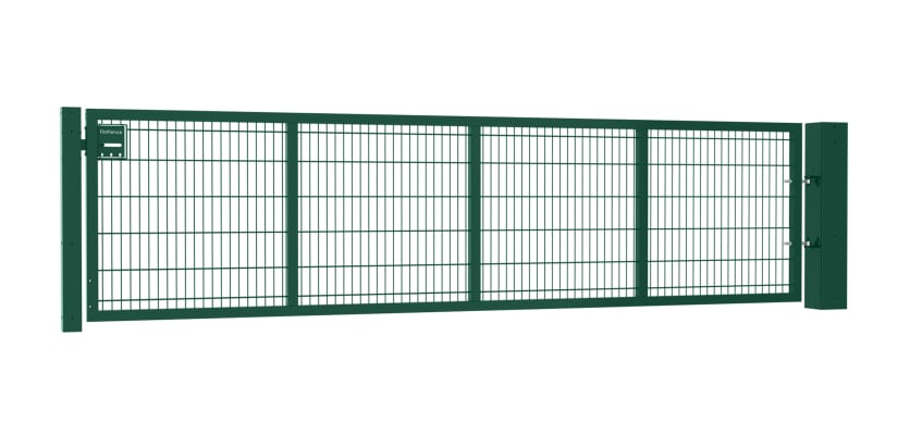 An Apollo 1.2m High by 4.0m Wide 868 Twin Mesh Single Leaf Gate in Green with Sliding latch