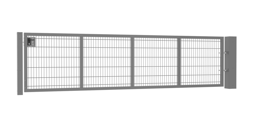 1.2m High by 4.0m Wide Apollo 868 Twin Mesh Single Leaf Gate in Grey with Latch and Key Lock