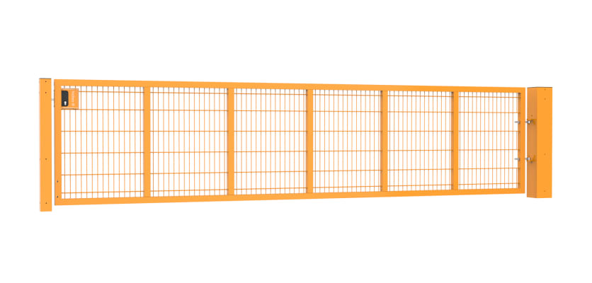 An Apollo 0.9m High by 5.0m Wide Green 868 Twin Mesh Gate with Digital keypad lock