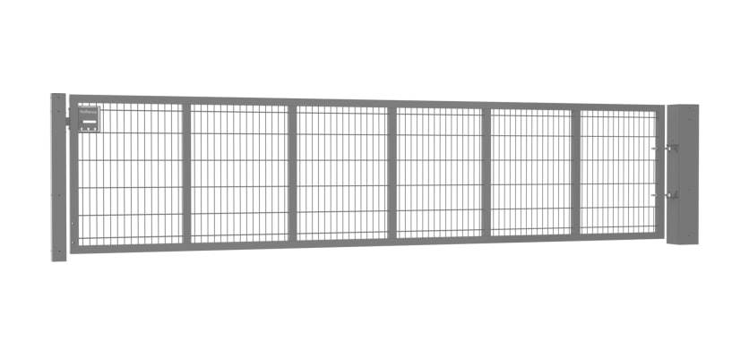 An Apollo 0.9m High by 5.0m Wide Green 868 Twin Mesh Gate with Digital keypad lock