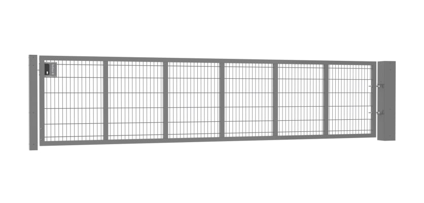 An Apollo 0.9m High by 5.0m Wide Green 868 Twin Mesh Gate with Digital keypad lock