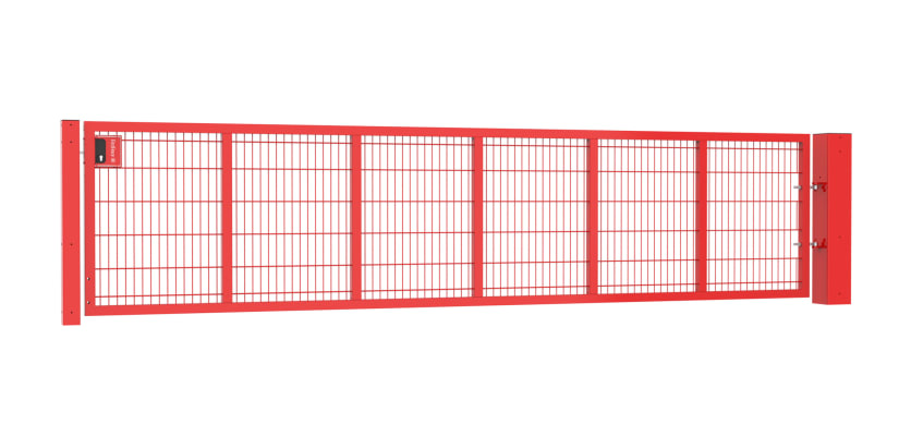 An Apollo 0.9m High by 5.0m Wide Green 868 Twin Mesh Gate with Digital keypad lock