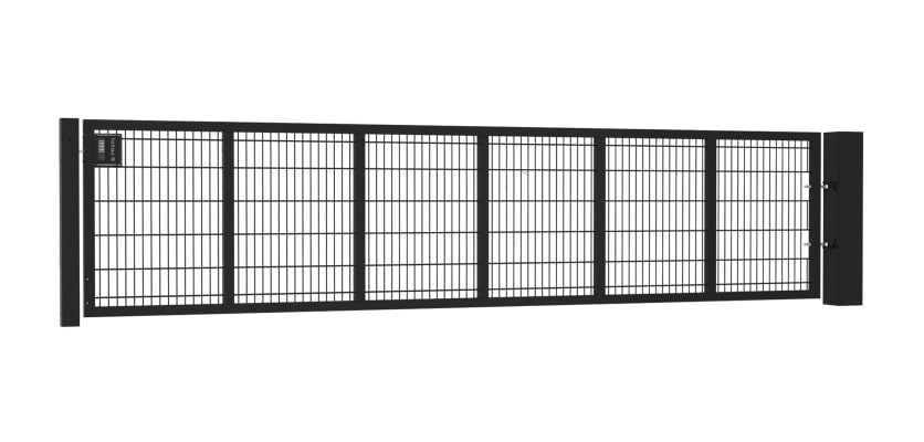 An Apollo 0.9m High by 5.0m Wide Green 868 Twin Mesh Gate with Digital keypad lock