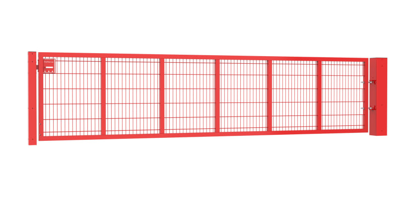 An Apollo 0.9m High by 5.0m Wide Green 868 Twin Mesh Gate with Digital keypad lock