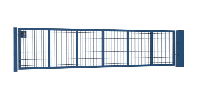 An Apollo 0.9m High by 5.0m Wide Green 868 Twin Mesh Gate with Digital keypad lock