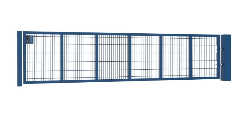 An Apollo 0.9m High by 5.0m Wide Green 868 Twin Mesh Gate with Digital keypad lock