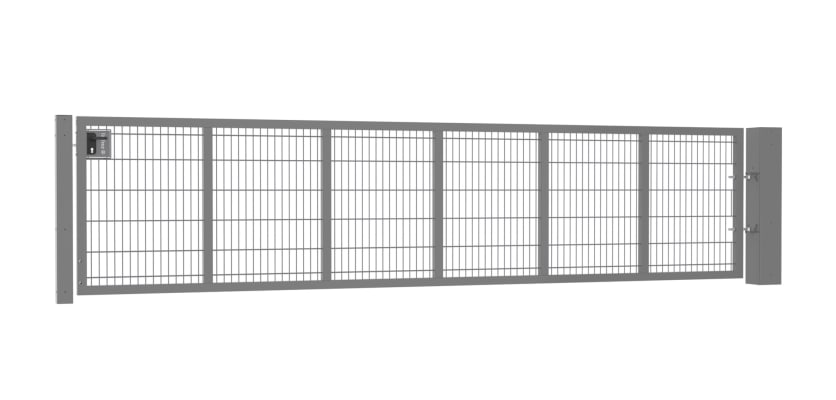 An Apollo 0.9m High by 5.0m Wide Green 868 Twin Mesh Gate with Digital keypad lock
