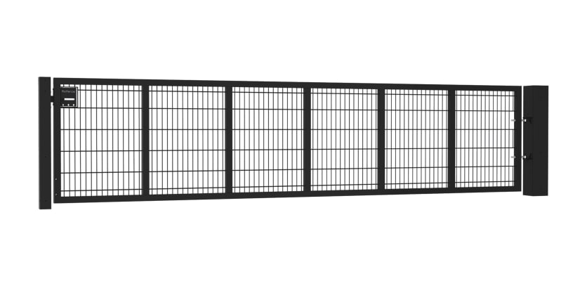 An Apollo 0.9m High by 5.0m Wide Green 868 Twin Mesh Gate with Digital keypad lock