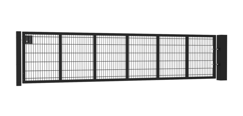 An Apollo 0.9m High by 5.0m Wide Green 868 Twin Mesh Gate with Digital keypad lock