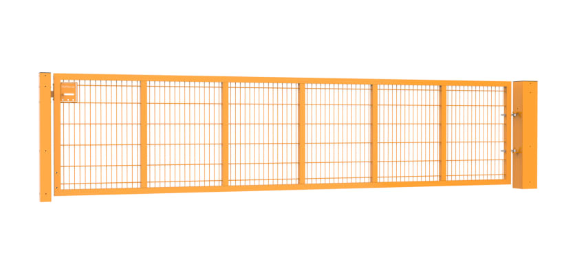 An Apollo 0.9m High by 5.0m Wide Green 868 Twin Mesh Gate with Digital keypad lock