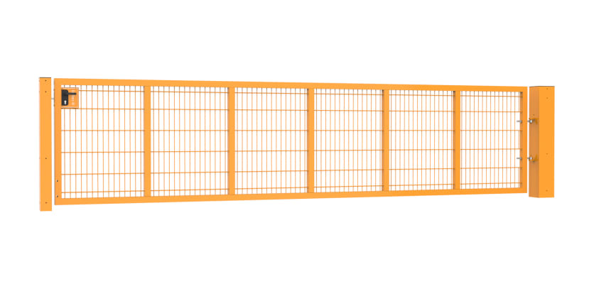 An Apollo 0.9m High by 5.0m Wide Green 868 Twin Mesh Gate with Digital keypad lock