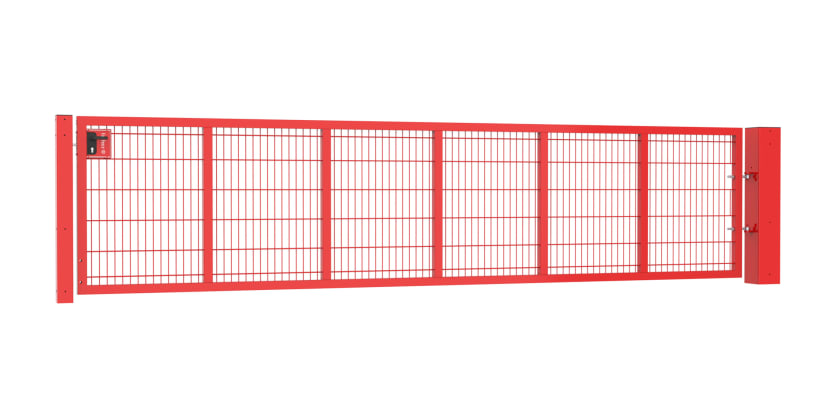 An Apollo 0.9m High by 5.0m Wide Green 868 Twin Mesh Gate with Digital keypad lock