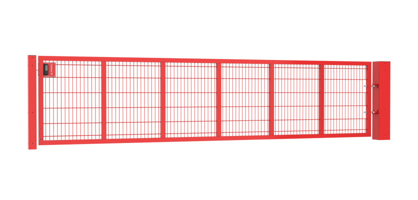 An Apollo 0.9m High by 5.0m Wide Green 868 Twin Mesh Gate with Digital keypad lock