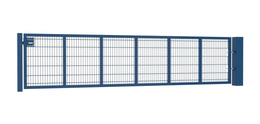 An Apollo 0.9m High by 5.0m Wide Green 868 Twin Mesh Gate with Digital keypad lock