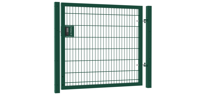 A Green Apollo 1.5m x 1.2m 868 twin mesh security gate with digital lock