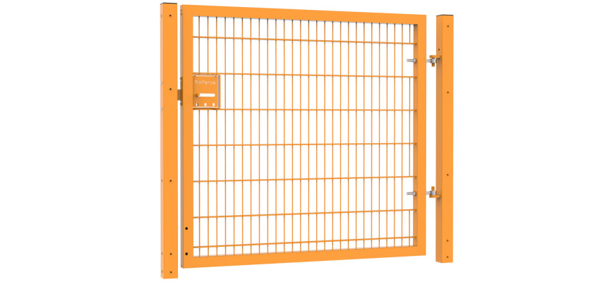 An Apollo 1.5m High x 1.5m Wide Single Leaf 868 Mesh Gate with Slider - Yellow PPC Finish