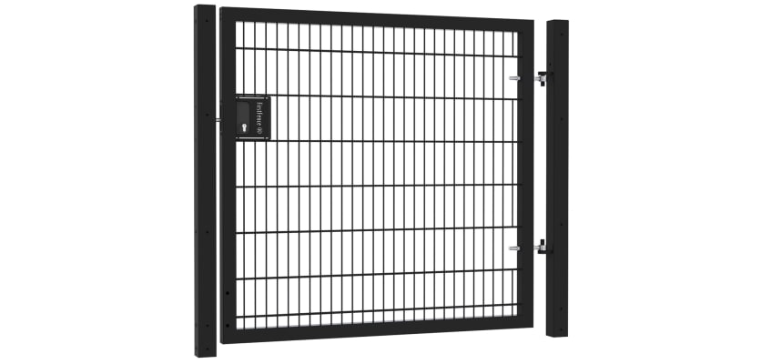 A Black Apollo 1.5m High x 2.0m Wide Single Leaf 868 Twin Mesh Gate with Key Lock