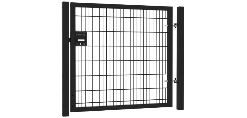 A Black Apollo 1.5m High x 2.0m Wide Single Leaf 868 Twin Mesh Security Gate with Slider 