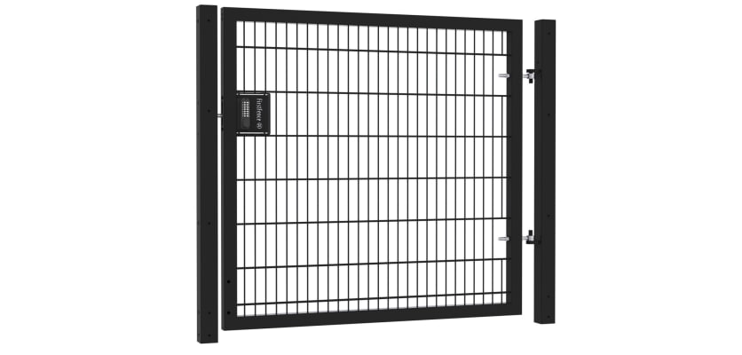 An Apollo 1.5m High x 2.0m Wide Single Leaf Twin Mesh Security Gate with Digital Lock - Black PPC Finish