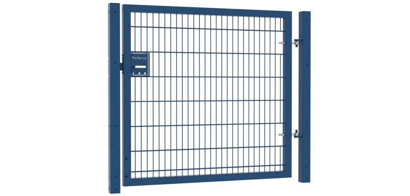 A Blue Apollo 868 Twin Mesh Single Leaf Gate with Slider - 1.5m High x 2.0m Wide 