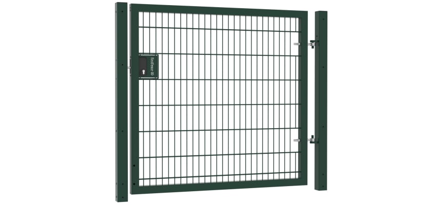 An Apollo 1.5m High x 2.0m Wide Single Leaf 868 Twin Mesh Gate with Key Lock - Green PPC Finish