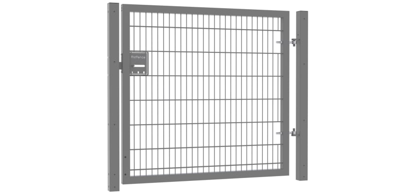 An Apollo 1.5m High x 2.0m Wide Single Leaf 868 Mesh Gate with Slider - Grey PPC Finish