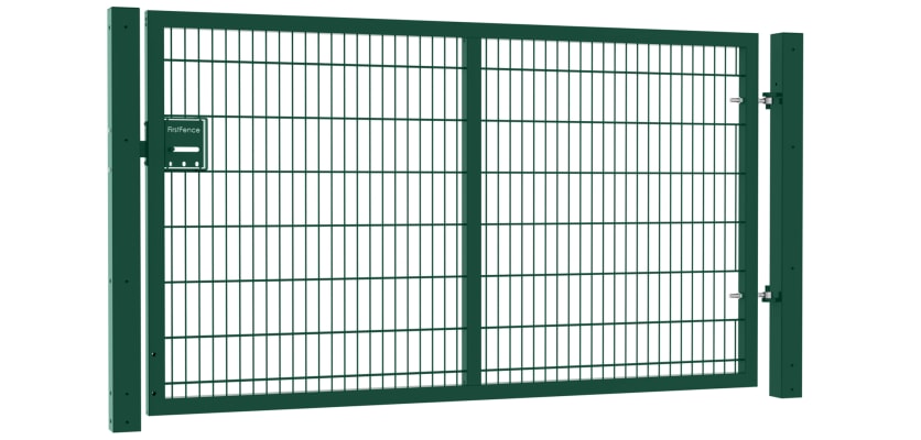 A Green Apollo 1.5m High x 2.5m Wide Single Leaf 868 Twin Mesh Gate with Slider 
