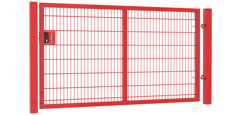 An Apollo 1.5m High x 2.5m Wide Single Leaf 868 Mesh Gate with Key Lock - Red PPC FInish