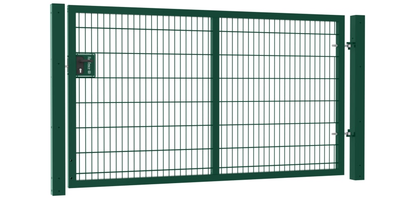 A Green Apollo 868 Mesh Security Gate with Latch and Key Lock - 1.5m High x 2.5m Wide Single Leaf