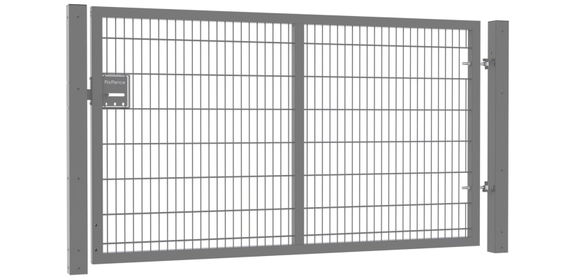 A Grey Apollo 1.5m High x 2.5m Wide Single Leaf Mesh Gate With Sliding Latch 