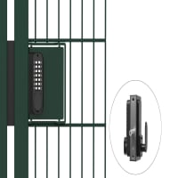 Single Sided Digital Gate Lock & Fixing Kit installed on mesh gate