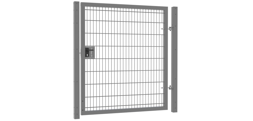 A Grey Apollo 1.8m High x 1.2m Wide 868 Twin Mesh Single Leaf Security Gate with latch and Key Lock