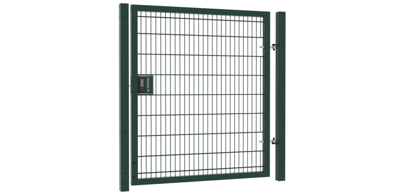 A Green 1.8m High x 1.2m Wide Single Leaf 868 Twin Mesh Security Gate with Digital Lock