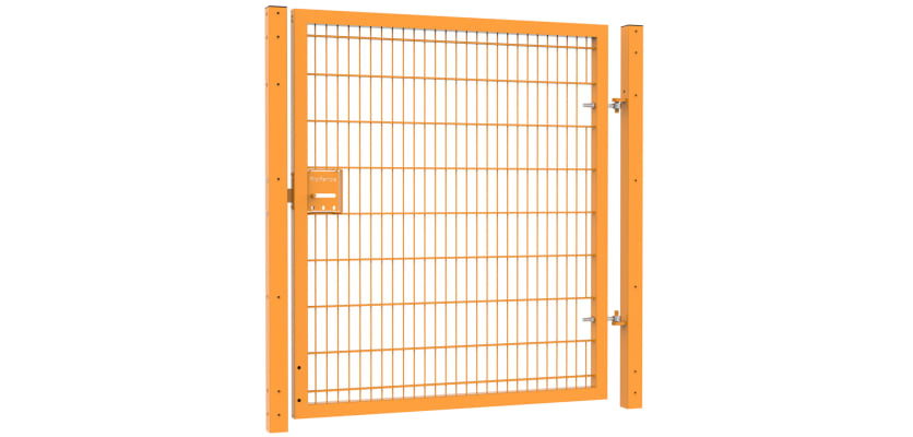 A Yellow Apollo 1.8m High x 1.2m Wide Single Leaf 868 Mesh Gate with Slider 