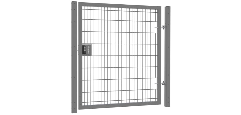 A Grey Apollo 1.8m High x 1.2m Wide Single Leaf Gate with Digital Keypad Lock - 868 Twin Mesh 