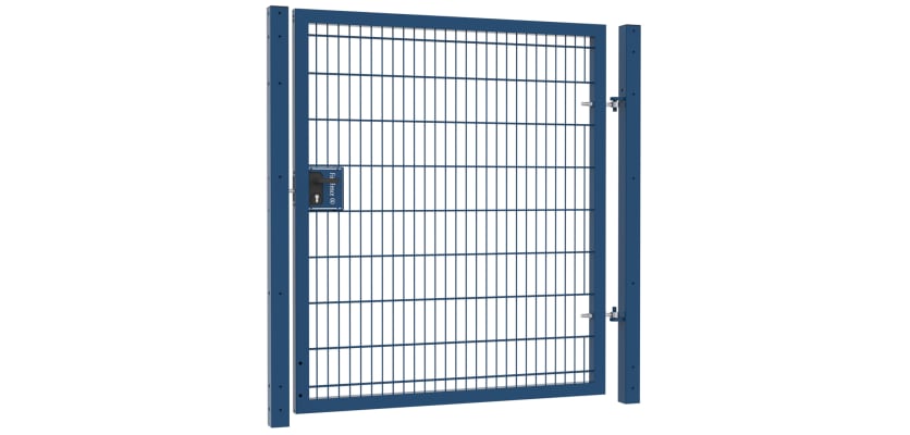 A Blue Apollo 868 Twin Mesh Security Gate with Latch and Key Lock - 1.8m High x 1.2m Wide Single Leaf 