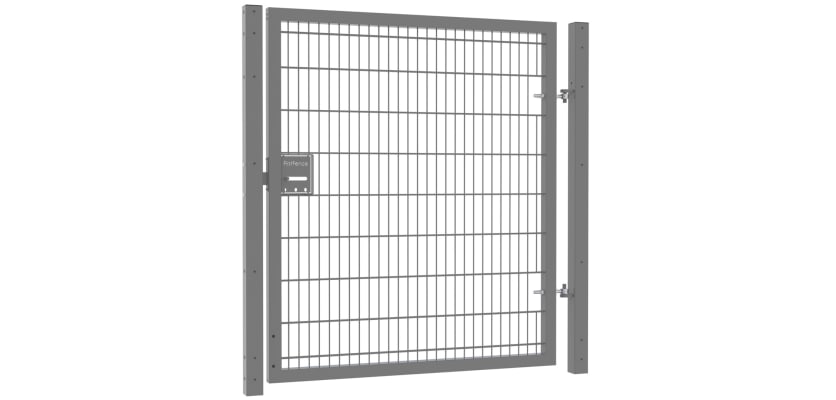 A Grey Apollo 1.8m High x 2.0m Wide Single Leaf 868 Mesh Security Gate with Sliding Latch