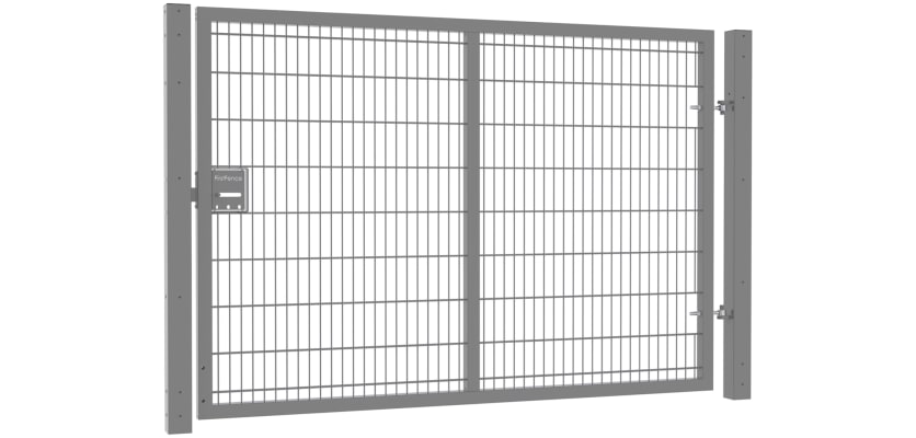 A Grey Apollo 1.8m High x 2.5m Wide Single Leaf 868 Twin Mesh Security Gate with Sliding Latch