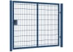 A Blue Apollo 868 Twin Mesh Single Leaf Security Gate with Latch and Key Lock - 1.8m High x 2.5m Wide 