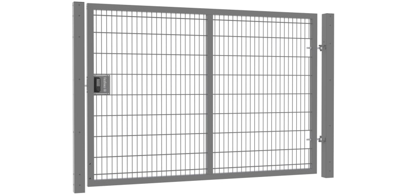 A Grey Apollo 1.8m High x 2.5m Wide Single Leaf 868 Twin Mesh Security Gate with Digital Lock