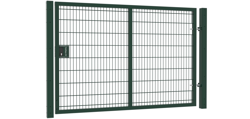 Apollo 1.8m High x 2.5m Wide Single Leaf 868 Twin Mesh Security Gate with Key Lock - Green PPC Finish