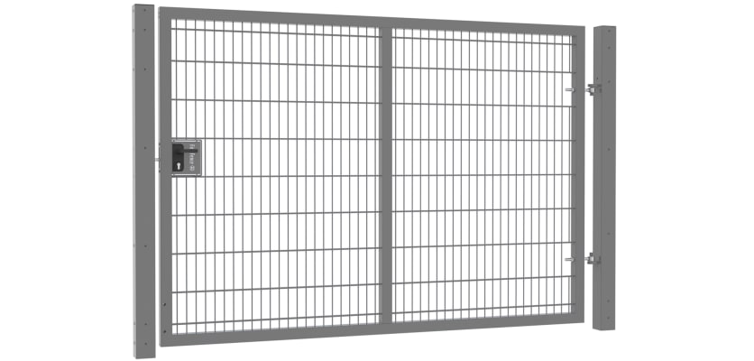 Apollo 1.8m High x 2.5m Wide Single Leaf 868 Mesh Gate with Key and Latch Lock - Grey PPC Finish