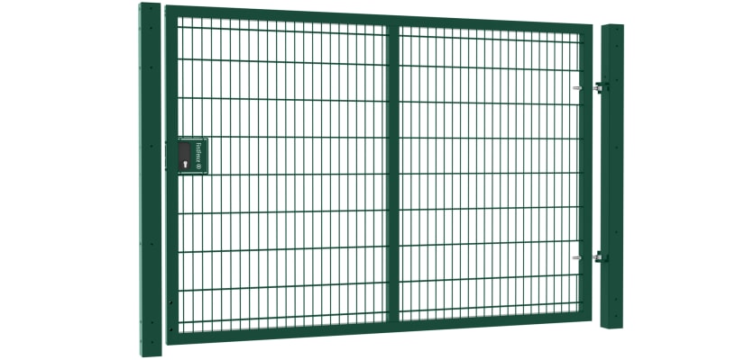 Apollo 1.8m High x 2.5m Wide Single Leaf 868 Twin Mesh Security Gate with Key Lock - Green PPC Finish