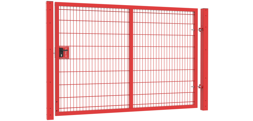 Apollo 1.8m High x 2.5m Wide Single Leaf 868 Twin Mesh Security Gate with Latch and Key Lock - Red PPC Finish