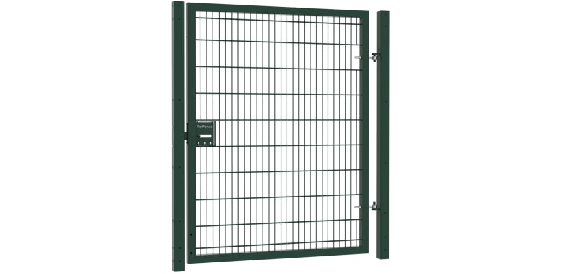 868 Twin Mesh Single Leaf Gate Kit in Apollo model, featuring a 2.0m high and 2.0m wide design, showcasing sturdy construction and modern mesh pattern.