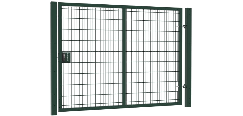 868 twin mesh single leaf gate kit in a sleek design, measuring 2.0m high by 2.5m wide, showcasing durable materials and refined construction.