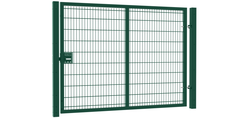 Twin mesh single leaf gate kit in Apollo design, featuring a height of 2.0 meters and a width of 3.0 meters, showcasing robust construction and sleek mesh pattern.
