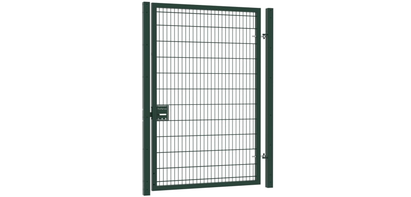 Twin mesh single leaf gate kit in Apollo 2.4m height and 1.2m width, featuring durable materials and a modern design for secure access.