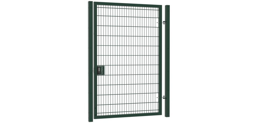 Apollo 3.0m high by 1.0m wide 868 twin mesh single leaf gate kit displayed in a garden setting.