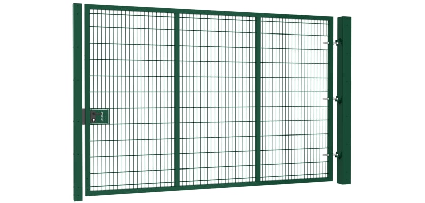 Twin mesh single leaf gate kit featuring a 3.0m height and 4.5m width, designed for durable outdoor use with a sleek, modern look.